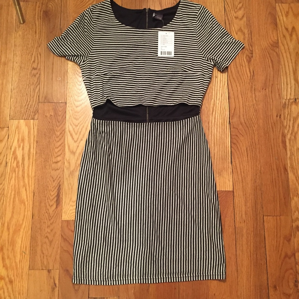 Front Cutout Striped Dress